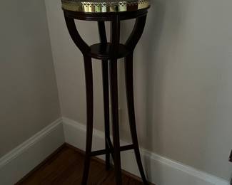 Baker Mahogany Plant Stand Torchere with Brass Gallery in the Regency Style