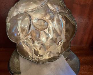 VINTAGE DECORATIVE MURANO?  ART GLASS IRIDESCENT  BOWL SET OF 4 DISHES 7 7/8"