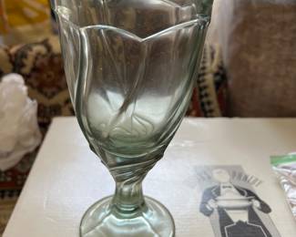 Fostoria green Jamestown swirl glasses