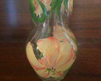 Hand painted bedside water glass bottle with matching glass