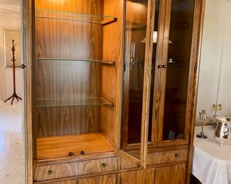 matching narrow lighted china/display cabinet, great storage  