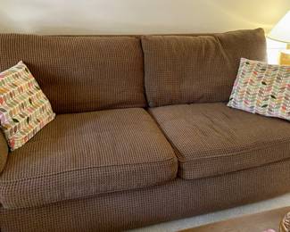 comfy brown corduroy  sofa 