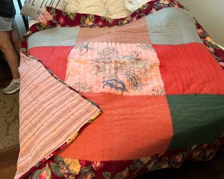 Close up of one of the pretty handmade quilts