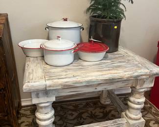 Enamelware and fun painted table