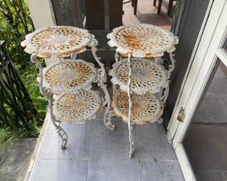 Three tiered wrought iron stand