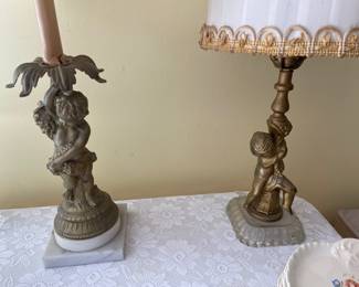 Vintage cherub table lamps
