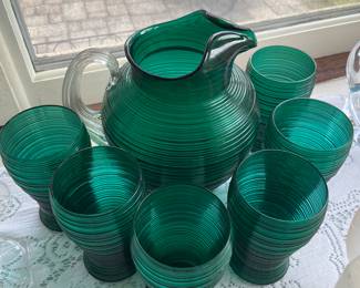 Glass pitcher and tumblers