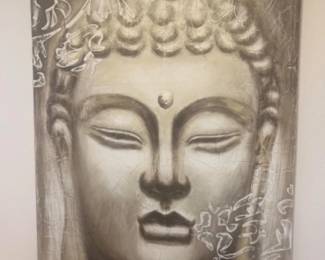 Oversized Pier 1 Buddha Canvas Print w/ Aged Patina - 60x40