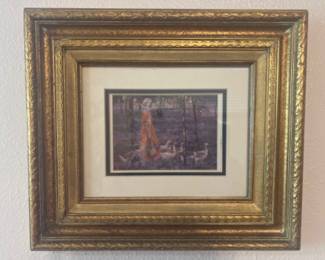 Gold Gilt Ornate Frame with Art Print - 15.5x13”