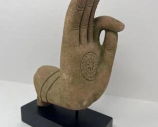 Yoga Mudra Cast Cement Sculpture - Buddha Art - 9.5"T