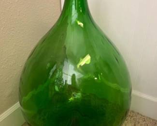 Vintage Italian Green Glass Demijohn Carboy - Wine Making - 26"T