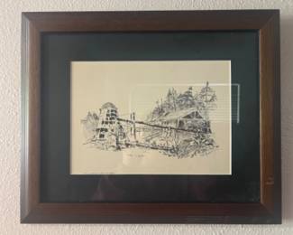 	1970s Signed Belzman Framed Bridge Art Prints