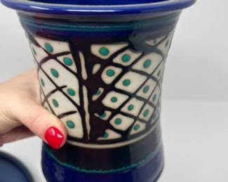 Rustic Blue Studio Pottery Utensil Holder - Chip & Dip Plate