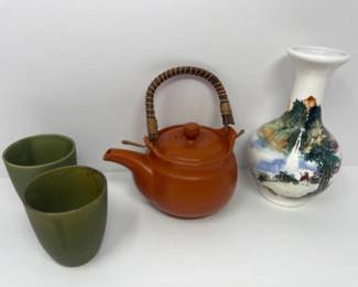 Tea Anyone? Ceramic Teapot, Studio Pottery Mugs, & Vase