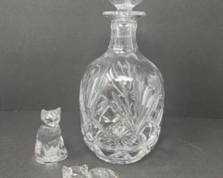 Vintage Gorham Crystal Cat Salt & Pepper Shakers - Crystal Decanter