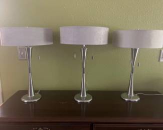 3 Modern Chrome Atomic Style table Lamps