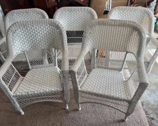 Set of 5 Plastic Woven Wicker Style Patio Chairs