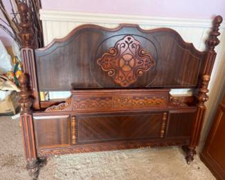 Ornate Solid Wood Antique Full Size Bed Frame