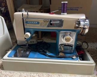 Mid Century Blue 7 White Morse Zigzag Sewing Machine