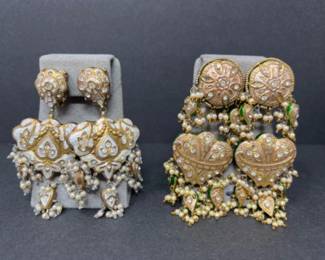 Vintage Dianne Spencer Clip On Statement Earrings