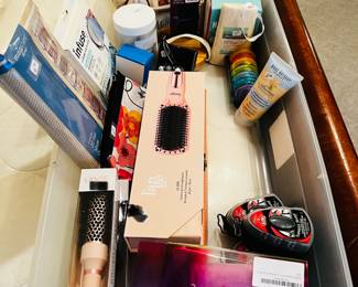 A tub full of accessories