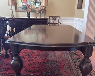 Beautiful large high end solid wood dining table and 4 chairs from Reflections