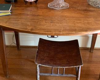 gorgeous cut glass punch bowl and cups on antique drop leaf oval table