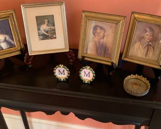 miniatures  and oxidized antique table