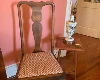 one of two antique Queen Anne chair