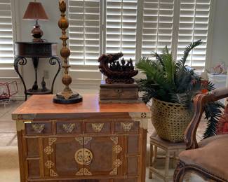 Oriental chest, carved ironwood