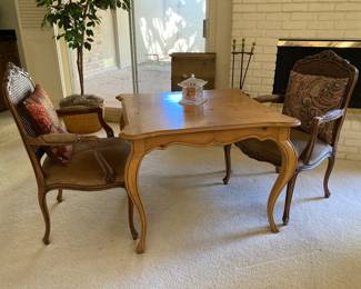 Drexel game table (plus leaf) with FOUR chairs