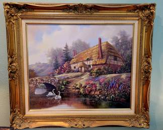 Original oil painting by Carl Valente..."Hamlet on the River Tween"