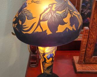 Reproduction Galle art glass lamp