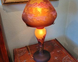 Reproduction Galle art glass table lamp
