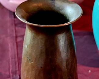 Small Roycroft hand hammered bronze vase