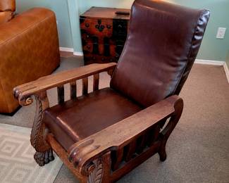 Circa 1900 leather Morris chair recliner