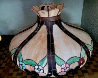 Large leaded glass chandelier shade
