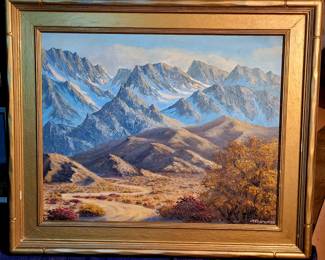 Large "California Deserts and Mountains" original vintage oil painting.