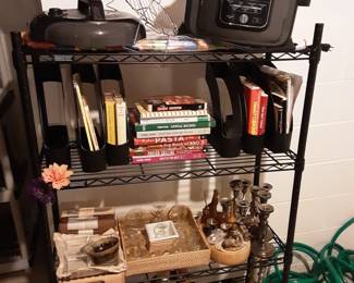 Ninja air fryer, cookbooks, candle holders