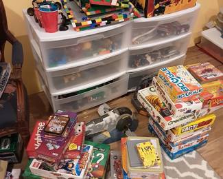 Lots of legos, board games, matchbox cars