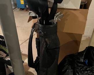golf clubs and bag