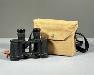 KERSHAW BINOCULARS | Bino Prism No 2 MK. II vintage binoculars. Includes leather strap and sturdy canvas carrying case. -  l. 7.5 x w. 2.5 x h. 6 in