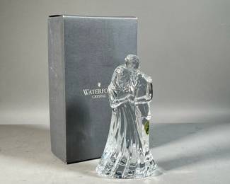 WATERFORD BRIDE & GROOM | Crystal figure of a bride and groom embracing, in original box (9.5 x 5.5 in.) - w. 3.5 x h. 7.25 in