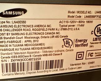 Samsung LN40E550 40" TV