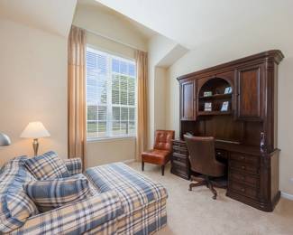 Home Office includes Sligh Executive Desk and Hutch(Sold) with Sofa Sleeper and Storage Ottoman