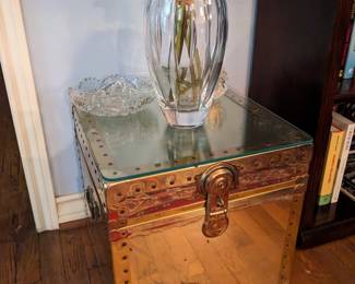 SILVER BOX CHEST...CRYSTAL VASE
