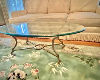 Beveled glass top coffee table 