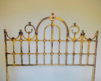 Decorator queen gold leafed metal headboard