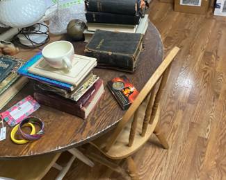 old books, misc chairs