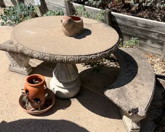 concrete table and benches